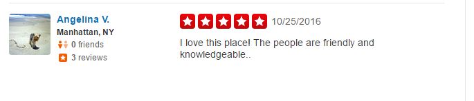 Yelp 5 Star Review Restaurant